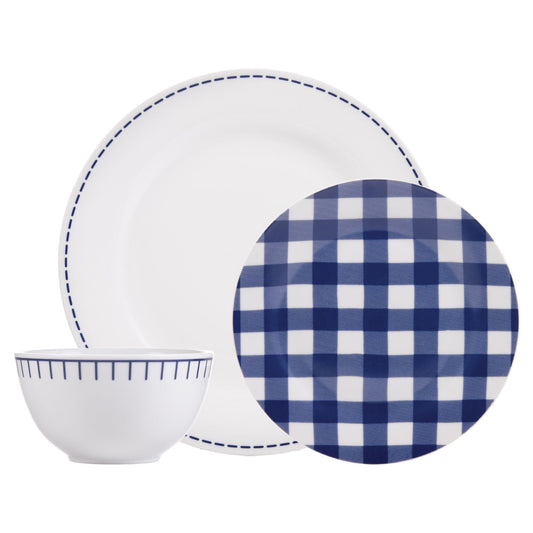 Dinnerware Set 12 Piece Rustic Cottage Navy/White, Service for 4 - DecoElegance - Dinnerware Set