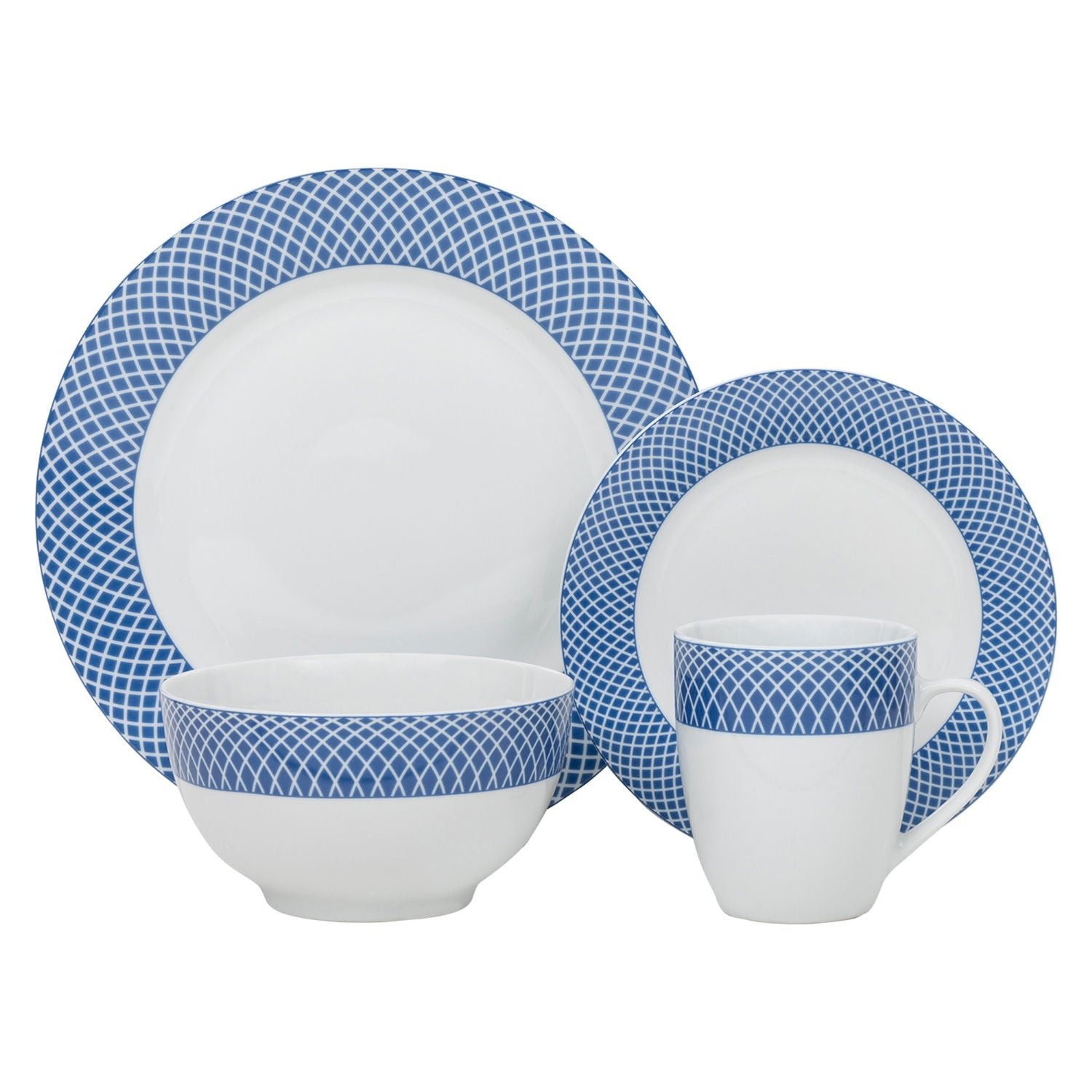 Dinnerware Set 16 Piece Blue Diamond, Service for 4 - DecoElegance - Dinnerware Set