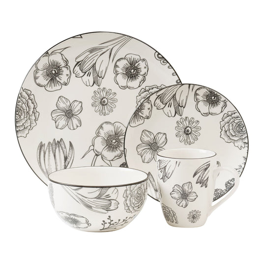 Dinnerware Set 16 Piece Porcelain, Service for 4 - DecoElegance - Dinnerware Set
