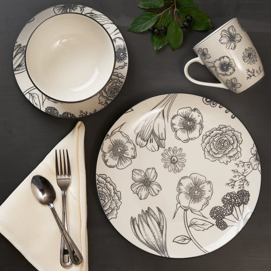 Dinnerware Set 16 Piece Porcelain, Service for 4 - DecoElegance - Dinnerware Set