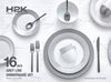 Dinnerware Set Round Rim 16 Piece Grey Lines, Service for 4 - DecoElegance - Dinnerware Set