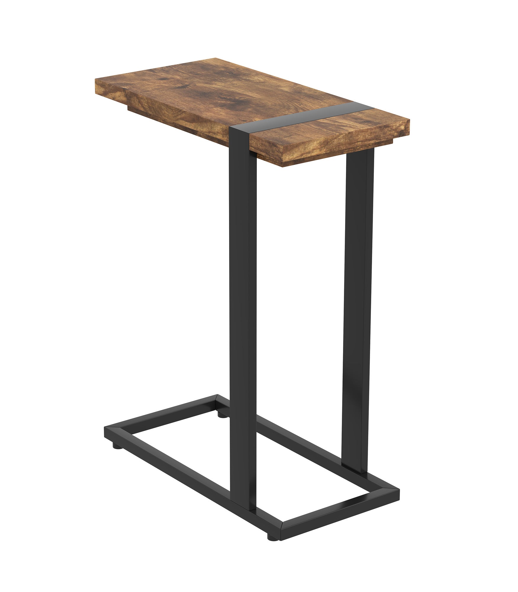 End Accent Table C-Shaped Brown Reclaimed Wood Black Metal - DecoElegance - End Accent Table