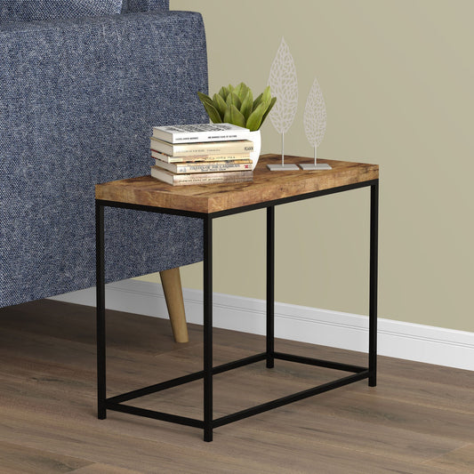 End Accent Table Rectangle Brown Reclaimed Wood Black Metal - DecoElegance - End Accent Table