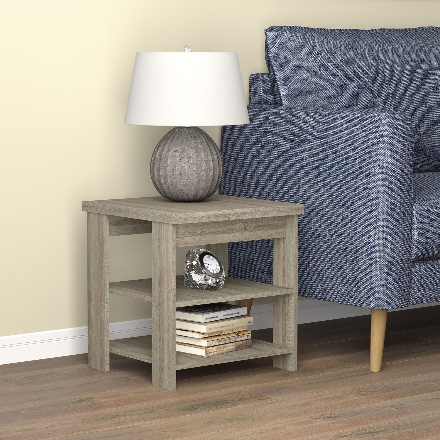 End Accent Table Square Dark Taupe 2 Shelves - DecoElegance - End Accent Table