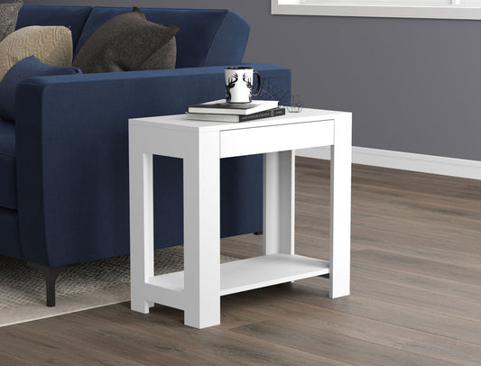 End Accent Table White 1 Drawer 1 Shelf - DecoElegance - End Accent Table