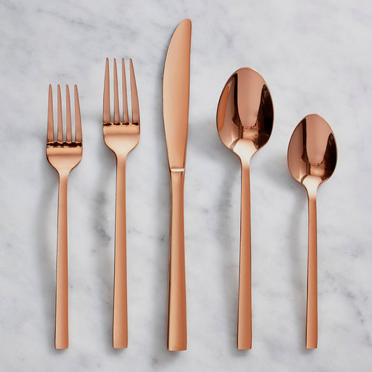 Flatware Silverware 20 Piece Cutlery Utensils Set for 4, Copper - DecoElegance -