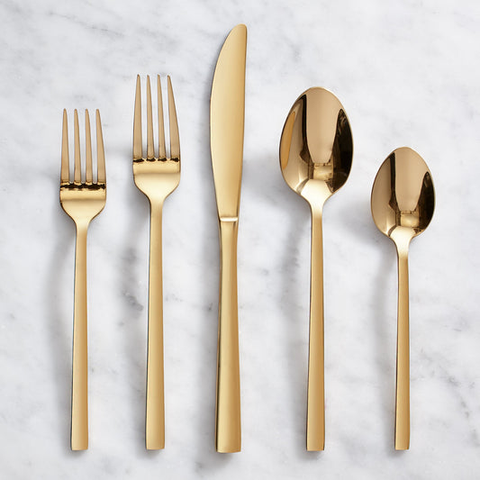 Flatware Silverware 20 Piece Cutlery Utensils Set for 4, Gold - DecoElegance -