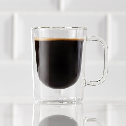 Insulated Double-Wall Glass Coffee Tea Hot or Cold Beverage Mug 2 Piece Set 120ml, Barista - DecoElegance - Coffee & Tea Cups