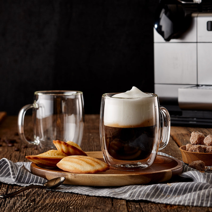Insulated Double-Wall Glass Coffee Tea Hot or Cold Beverage Mug 4 Piece Set 250ml, Barista - DecoElegance - Coffee & Tea Cups