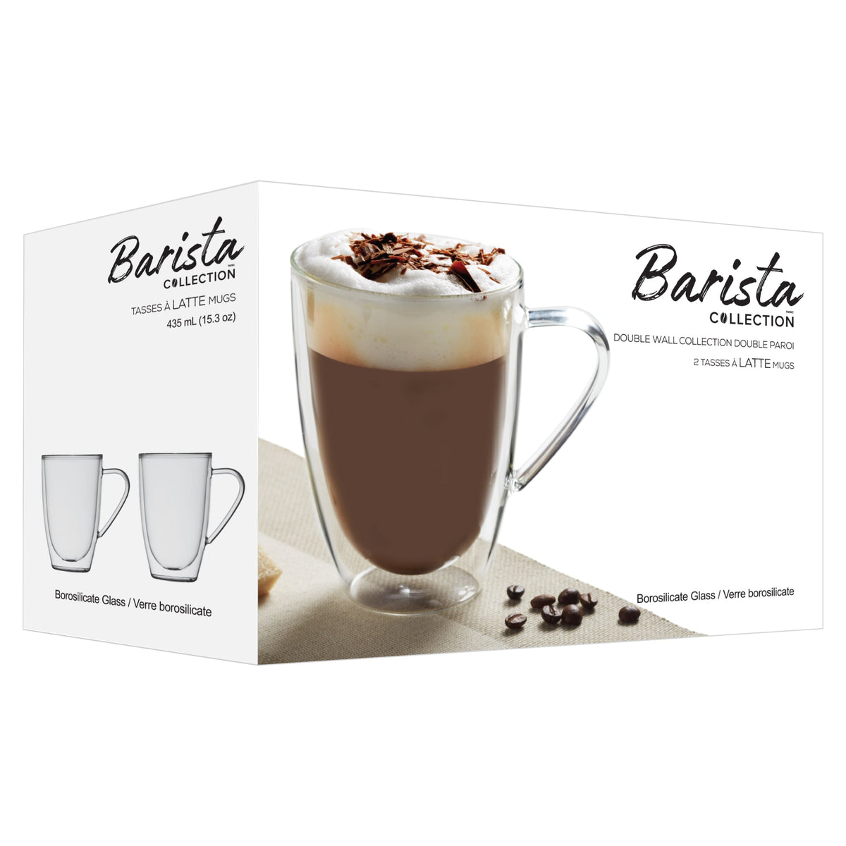 Insulated Double-Wall Glass Coffee Tea Hot or Cold Beverage Mug 4 Piece Set 435ml, Barista - DecoElegance - Coffee & Tea Cups