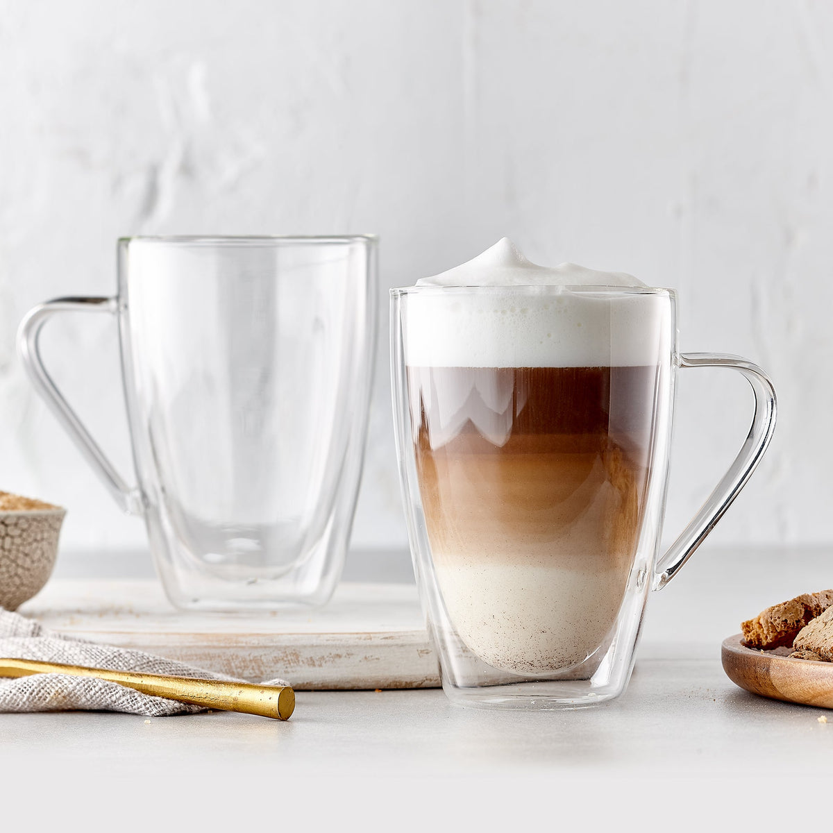 Insulated Double-Wall Glass Coffee Tea Hot or Cold Beverage Mug 4 Piece Set 435ml, Barista - DecoElegance - Coffee & Tea Cups