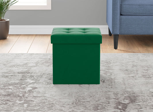 Ottoman Square With Storage Velvet Forest Green - DecoElegance - Ottoman Pouf