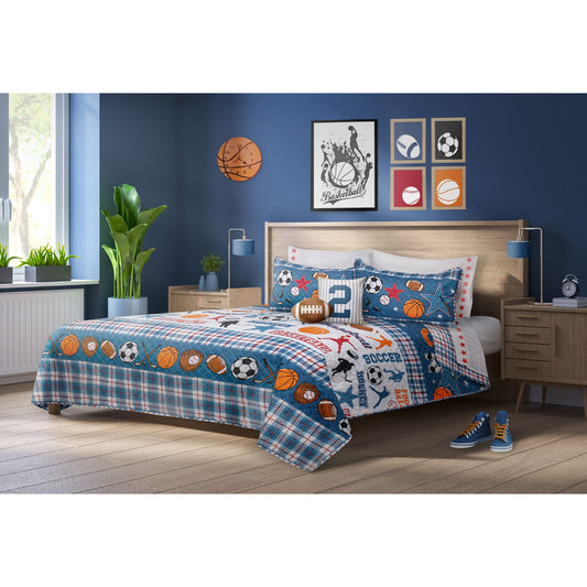 Quilt 3 Piece Set Double/Queen All Star Blue - DecoElegance - Bedding Quilt Set