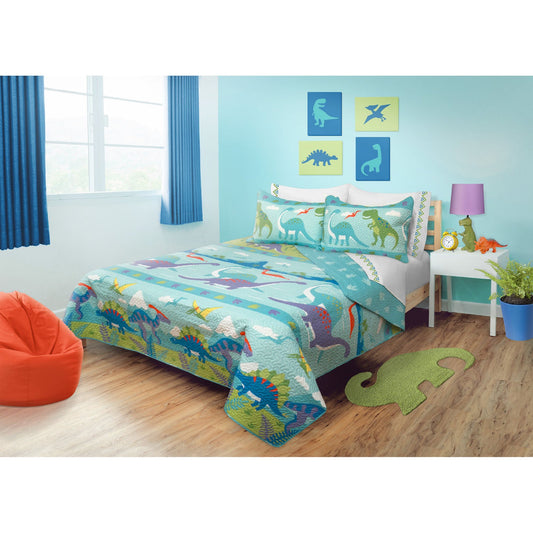 Quilt 3 Piece Set Double/Queen Dino Park - DecoElegance - Bedding Quilt Set