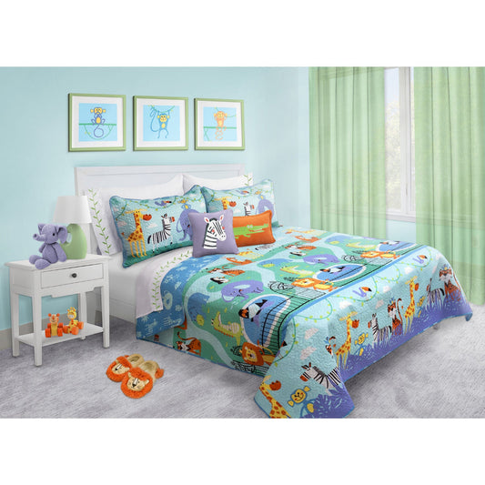 Quilt 3 Piece Set Double/Queen Zoo Land - DecoElegance - Bedding Quilt Set