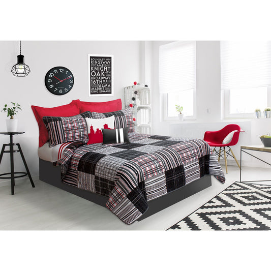 Quilt 3 Piece Set Duncan King Grey - DecoElegance - Bedding Quilt Set