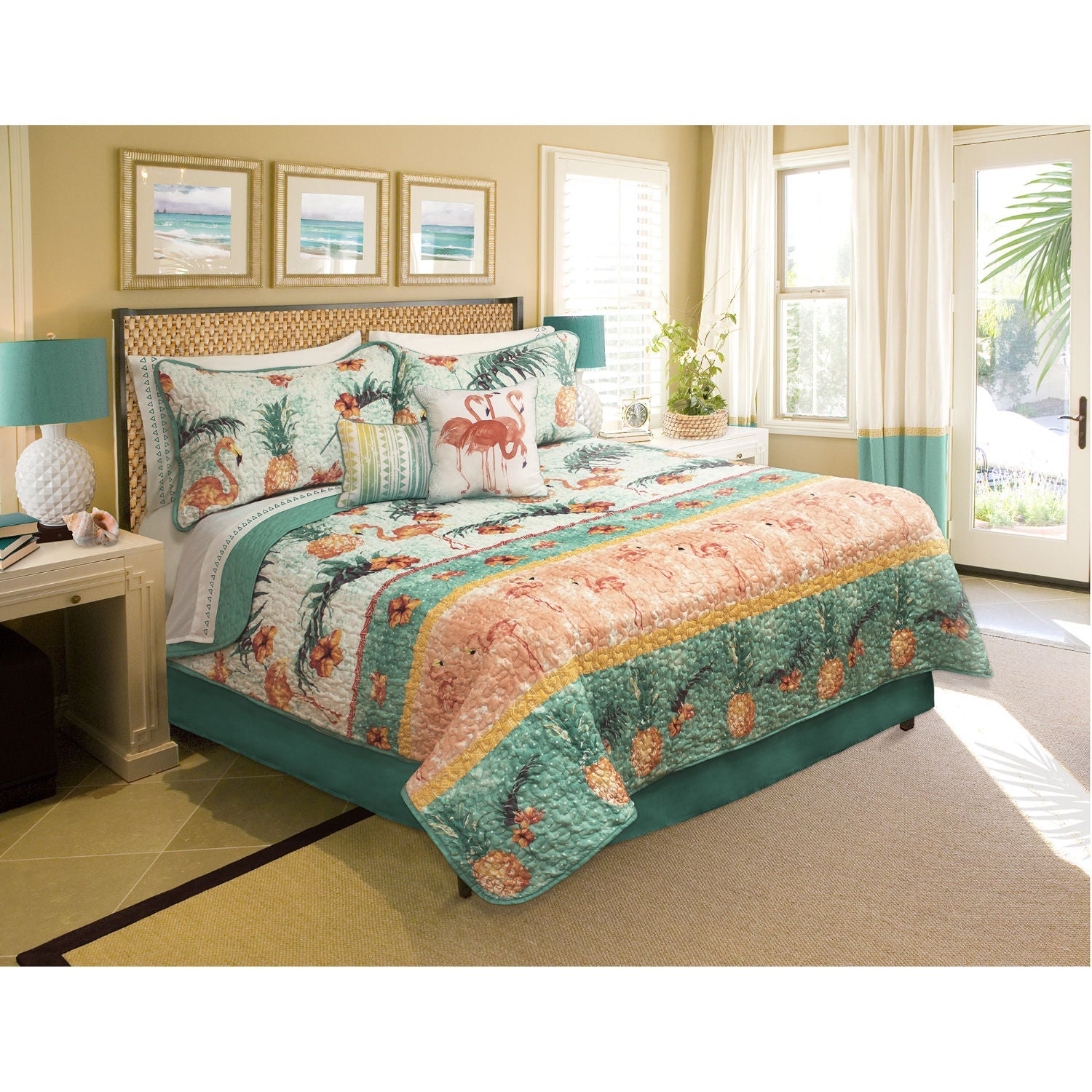 Quilt Bedding Set 4Pc Printed Twin Maui - DecoElegance - Bedding Quilt Set