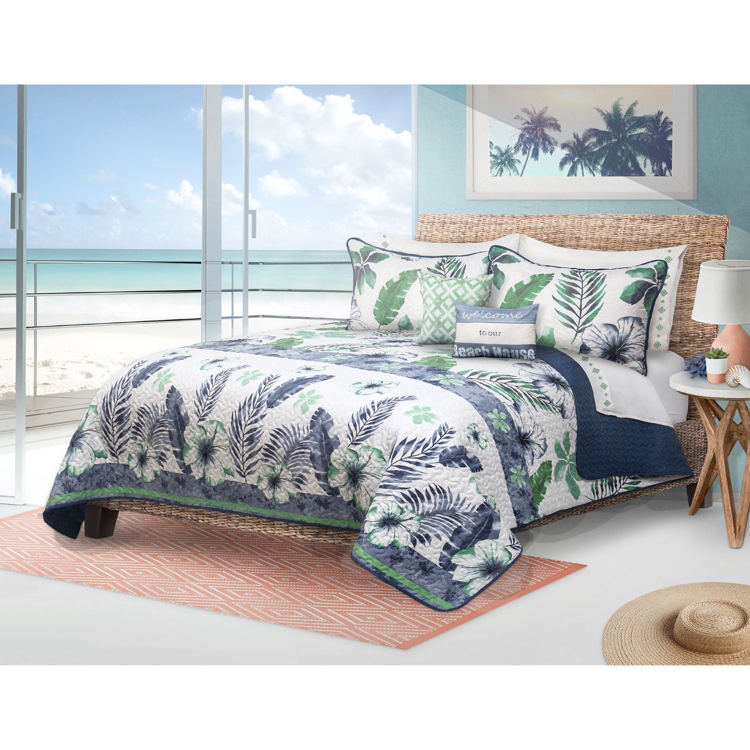 Quilt Bedding Set 4Pc Printed Twin Tropicana - DecoElegance - Bedding Quilt Set