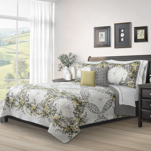 Quilt Bedding Set Woven 3 Piece Set King Forever Yellow - DecoElegance - Bedding Quilt Set