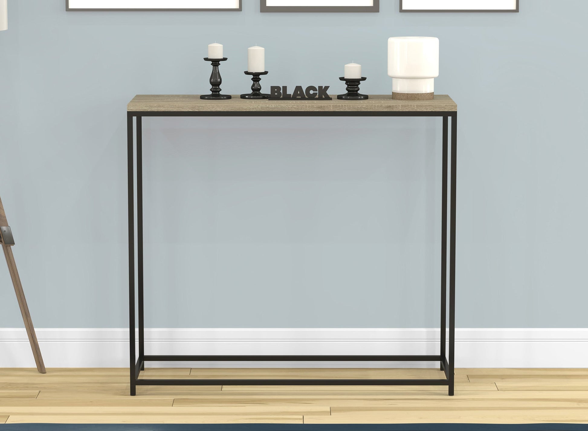Sophisticated 32" Console Table with Dark Taupe Top and Black Metal Frame - DecoElegance - Sofa Console Table