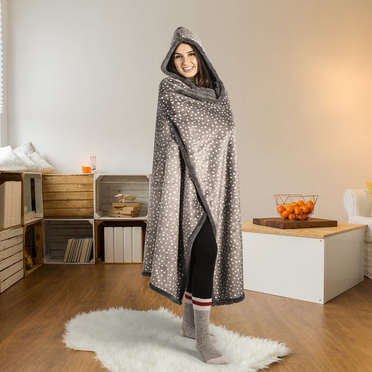 Super Soft Faux Fur Hooded Blanket Throw Home Decor Bedding 48X65 Grey - DecoElegance - Blanket Throw Home Bedding
