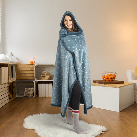Super Soft Faux Fur Hooded Blanket Throw Home Decor Bedding 48X65 Teal - DecoElegance - Blanket Throw Home Bedding