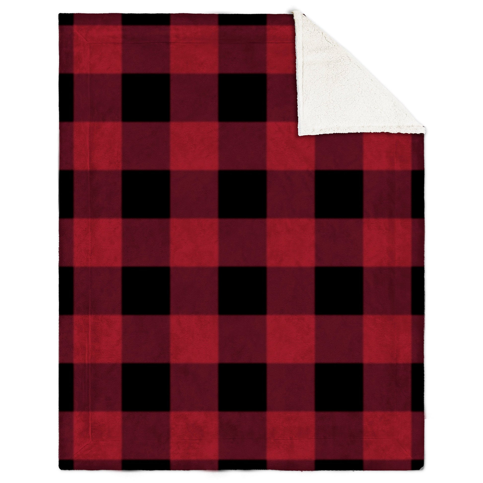 Super Soft Faux Fur Sherpa Blanket Throw Home Decor Bedding 48X60 Red Buffalo Plaid - DecoElegance - Blanket Throw Home Bedding