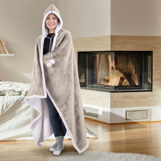 Super Soft Hooded Blanket Throw Home Decor Bedding 51X71 Pumice Stone - DecoElegance - Blanket Throw Home Bedding