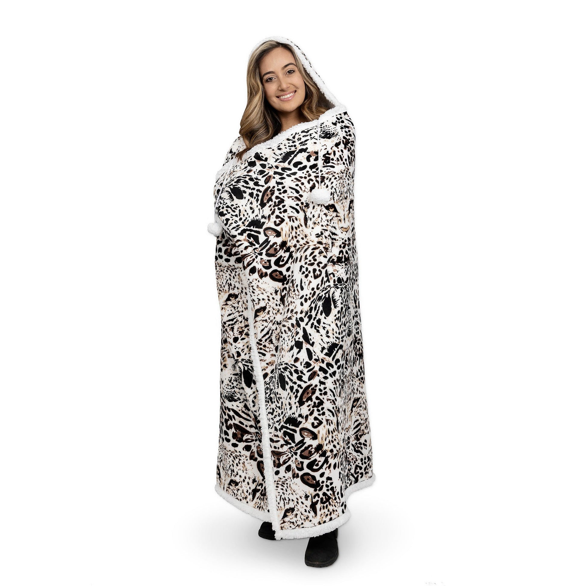 Super Soft Hooded Flannel Blanket Throw Home Decor Bedding 48X65 Leopard - DecoElegance - Blanket Throw Home Bedding
