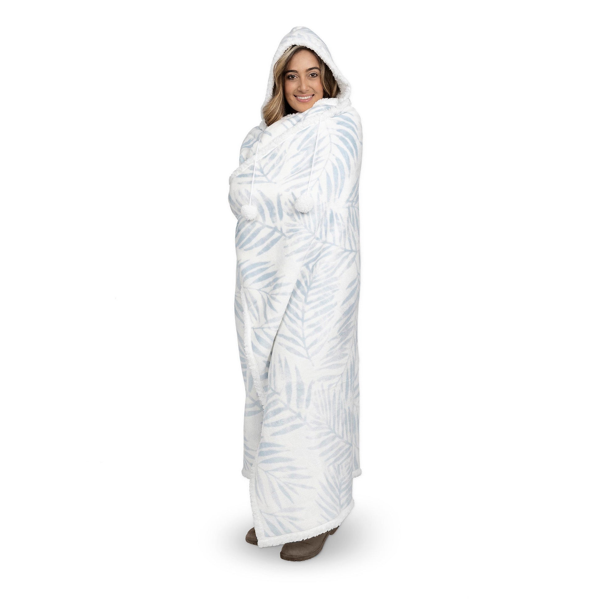 Super Soft Hooded Flannel Blanket Throw Home Decor Bedding 48X65 Palms - DecoElegance - Blanket Throw Home Bedding