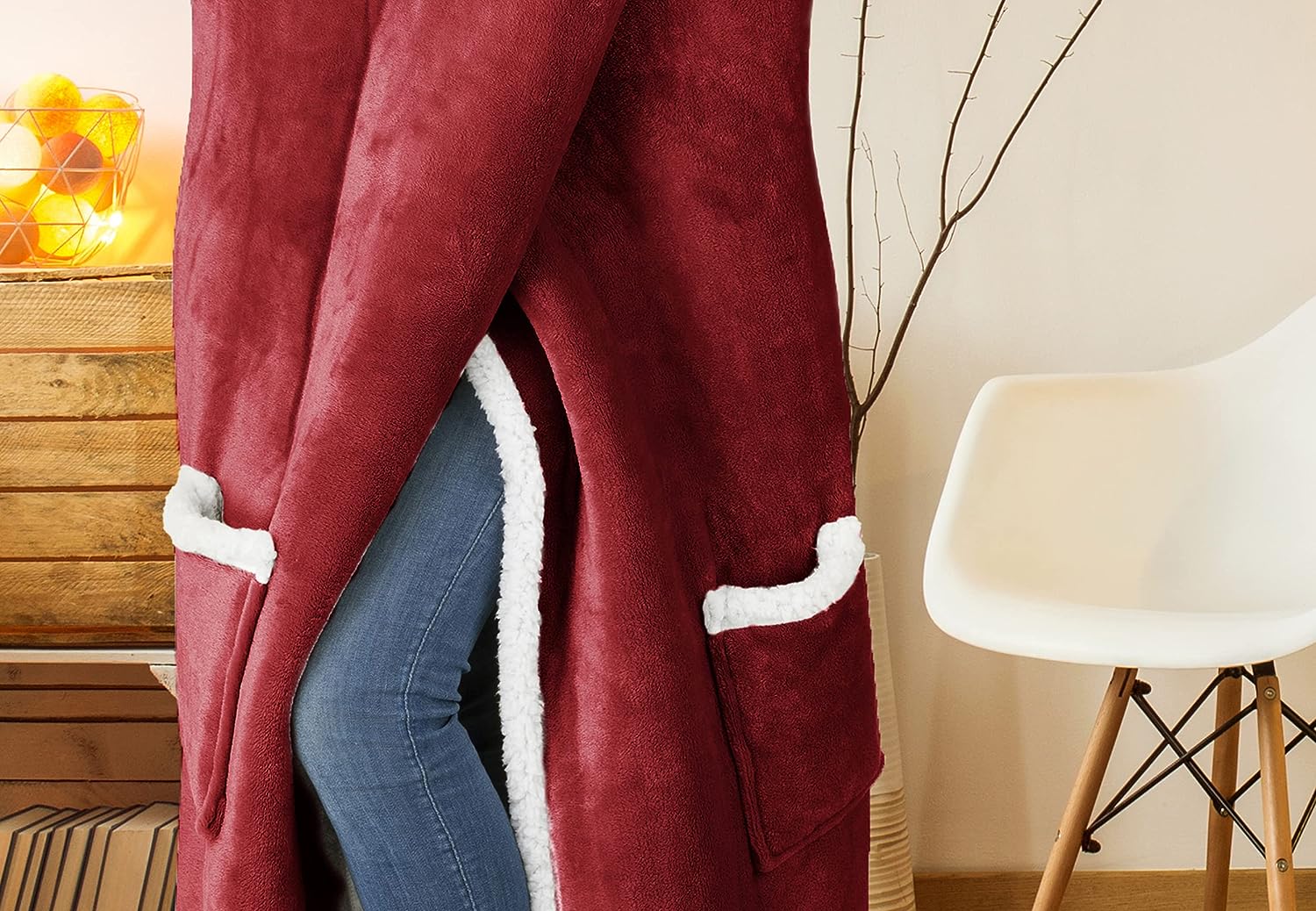Super Soft Hooded Flannel Blanket Throw Home Decor Bedding 51X71 Red - DecoElegance - Blanket Throw Home Bedding