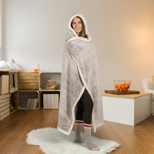 Super Soft Knit Hooded Blanket Throw Home Decor Bedding Sherpa 48x65 Charcoal - DecoElegance - Blanket Throw Home Bedding