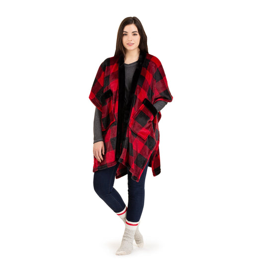 Super Soft Knit Tranquility Blanket Throw Sherpa Home Decor Bedding 38X68 Red/Black Plaid - DecoElegance - Blanket Throw Home Bedding