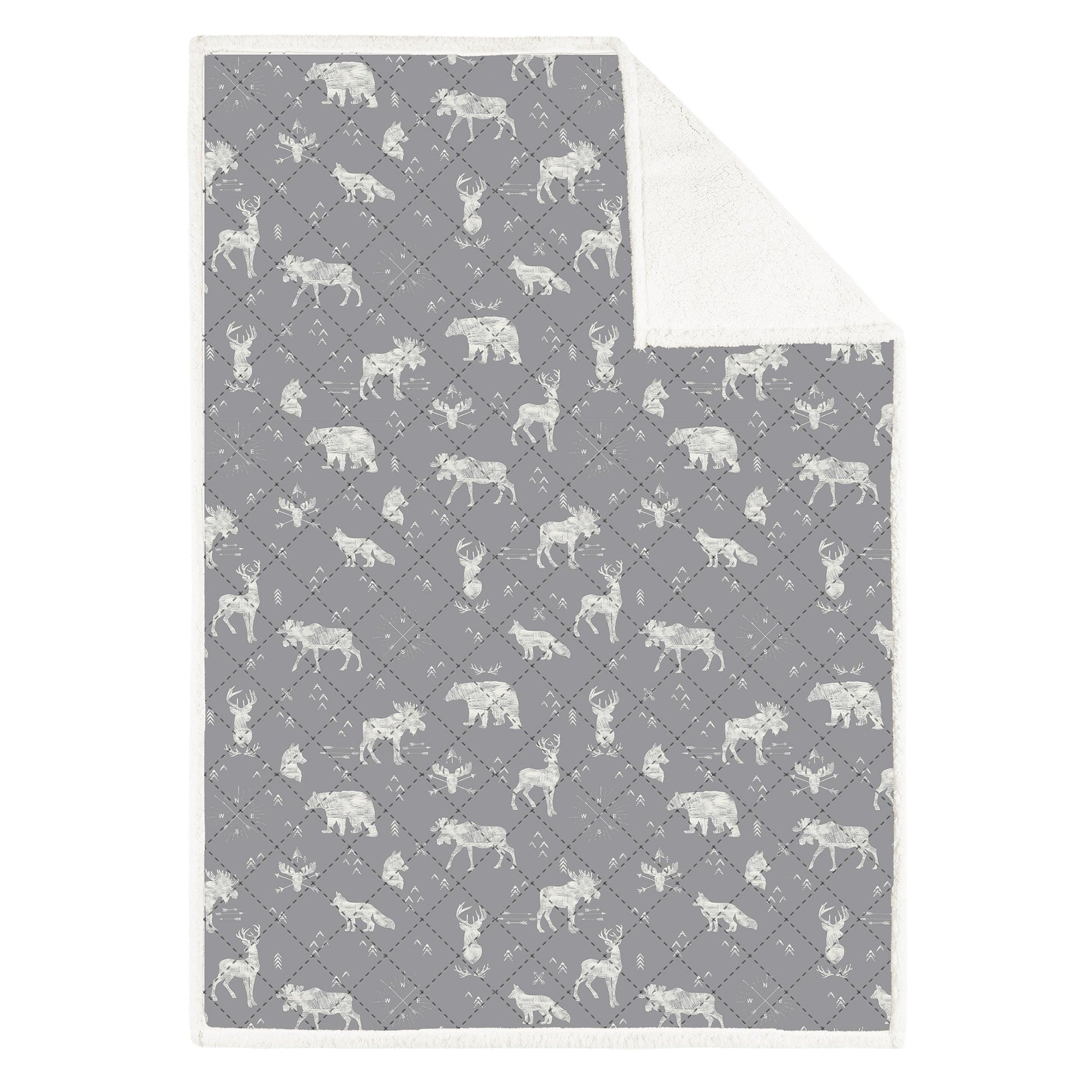 Super Soft Oversized Quilted Blanket Throw Home Decor Bedding 50X70 Grey Wildlife - DecoElegance - Blanket Throw Home Bedding