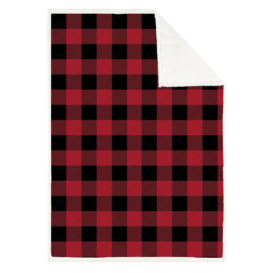 Super Soft Oversized Quilted Blanket Throw Home Decor Bedding 50X70 Red Buffalo Plaid - DecoElegance - Blanket Throw Home Bedding