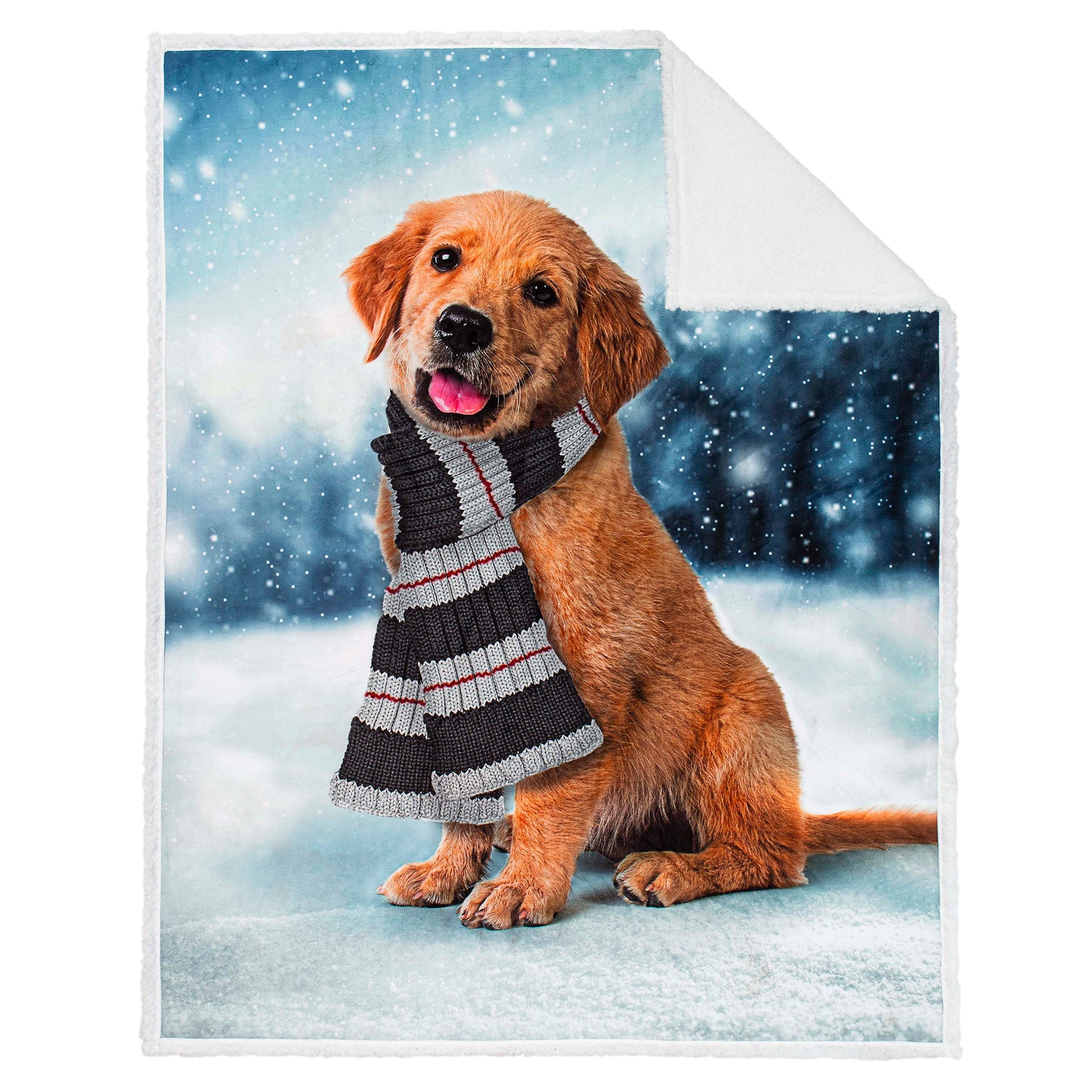Super Soft Photoreal Reversible Blanket Throw Sherpa Home Decor Bedding 48X60 Scarf Puppy - DecoElegance - Blanket Throw Home Bedding