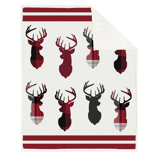 Super Soft Printed Blanket Throw Sherpa Home Decor Bedding 48X60 Knit Deer Shield - DecoElegance - Blanket Throw Home Bedding