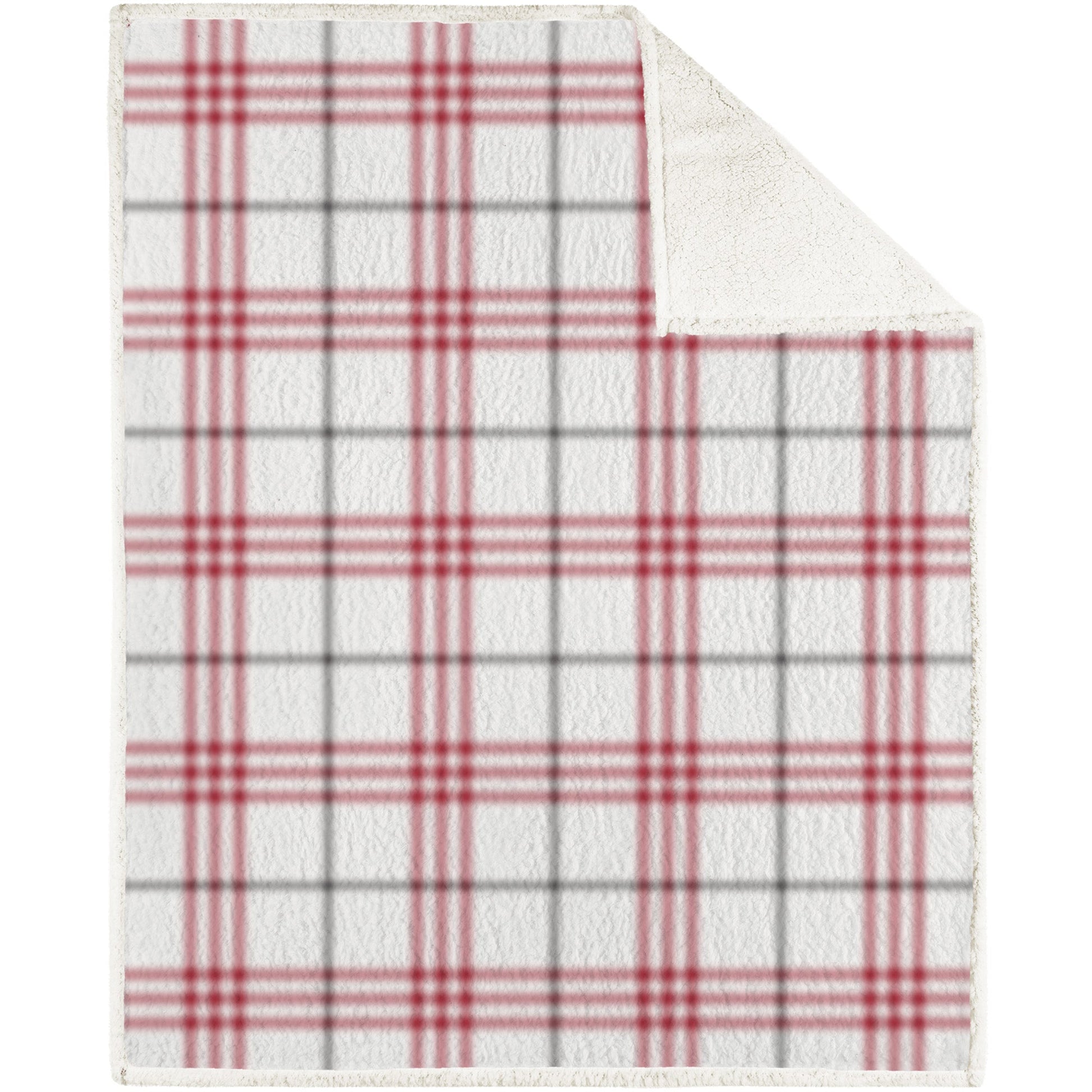 Super Soft Printed Reversible Blanket Throw Sherpa Home Decor Bedding 48X60 Red Plaid - DecoElegance - Blanket Throw Home Bedding