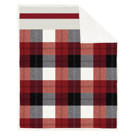 Super Soft Printed Reversible Blanket Throw Sherpa Home Decor Bedding 48X60 Winter Plaid - DecoElegance - Blanket Throw Home Bedding