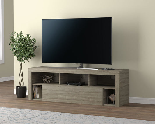 Tv Stand Dark Taupe 1 Big Drawer 5 Shelves - DecoElegance - Entertainment Center and TV Stand