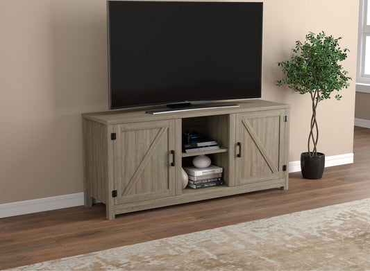 Tv Stand Dark Taupe 2 Closed Doors 2 Shelves - DecoElegance - Entertainment Center and TV Stand
