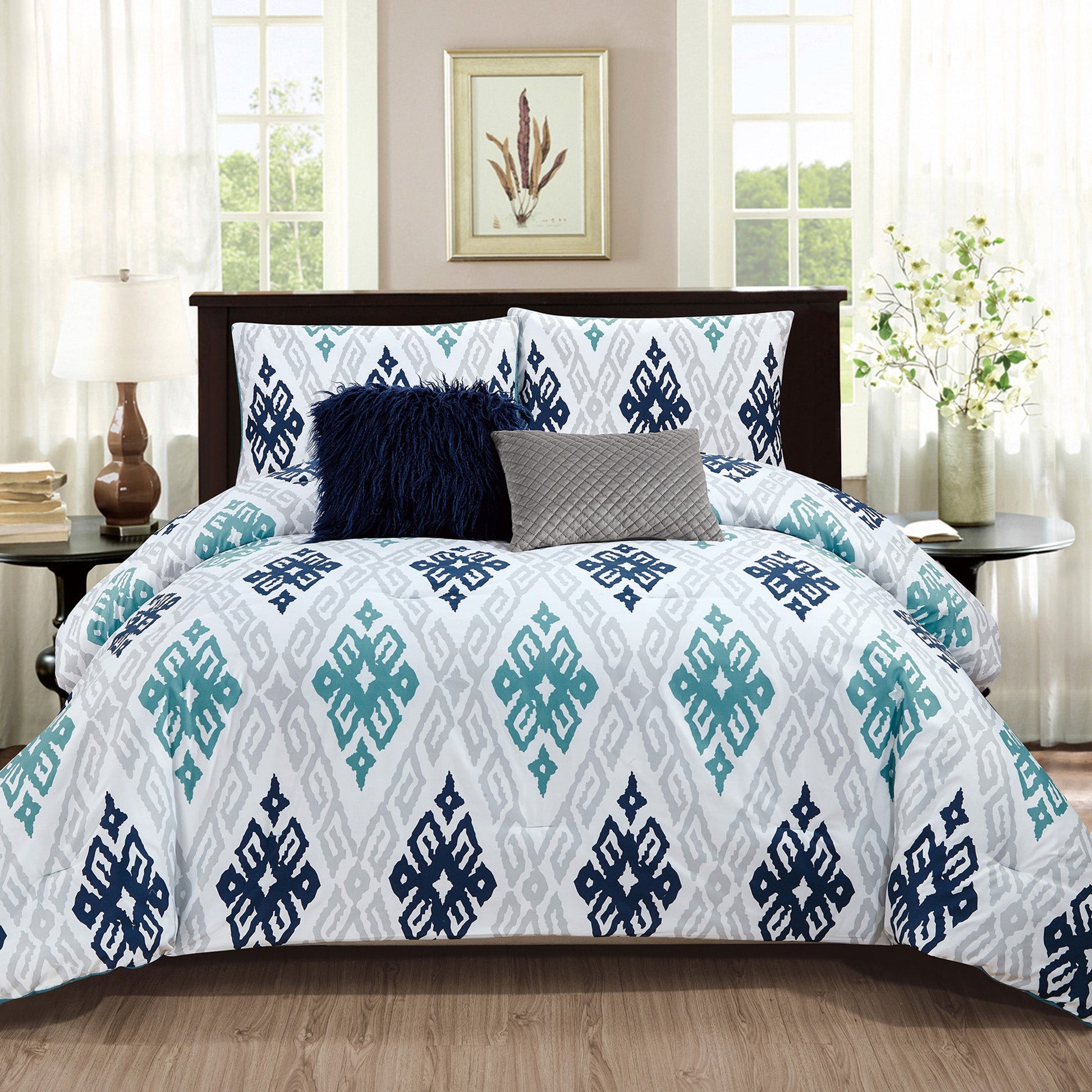 Wov Printed Microfiber Comforter Bedding Set 5 Piece Double/Queen Arizona - DecoElegance - Bedding Comforter Set