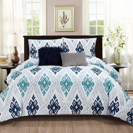 Wov Printed Microfiber Comforter Bedding Set 5 Piece King Arizona - DecoElegance - Bedding Comforter Set