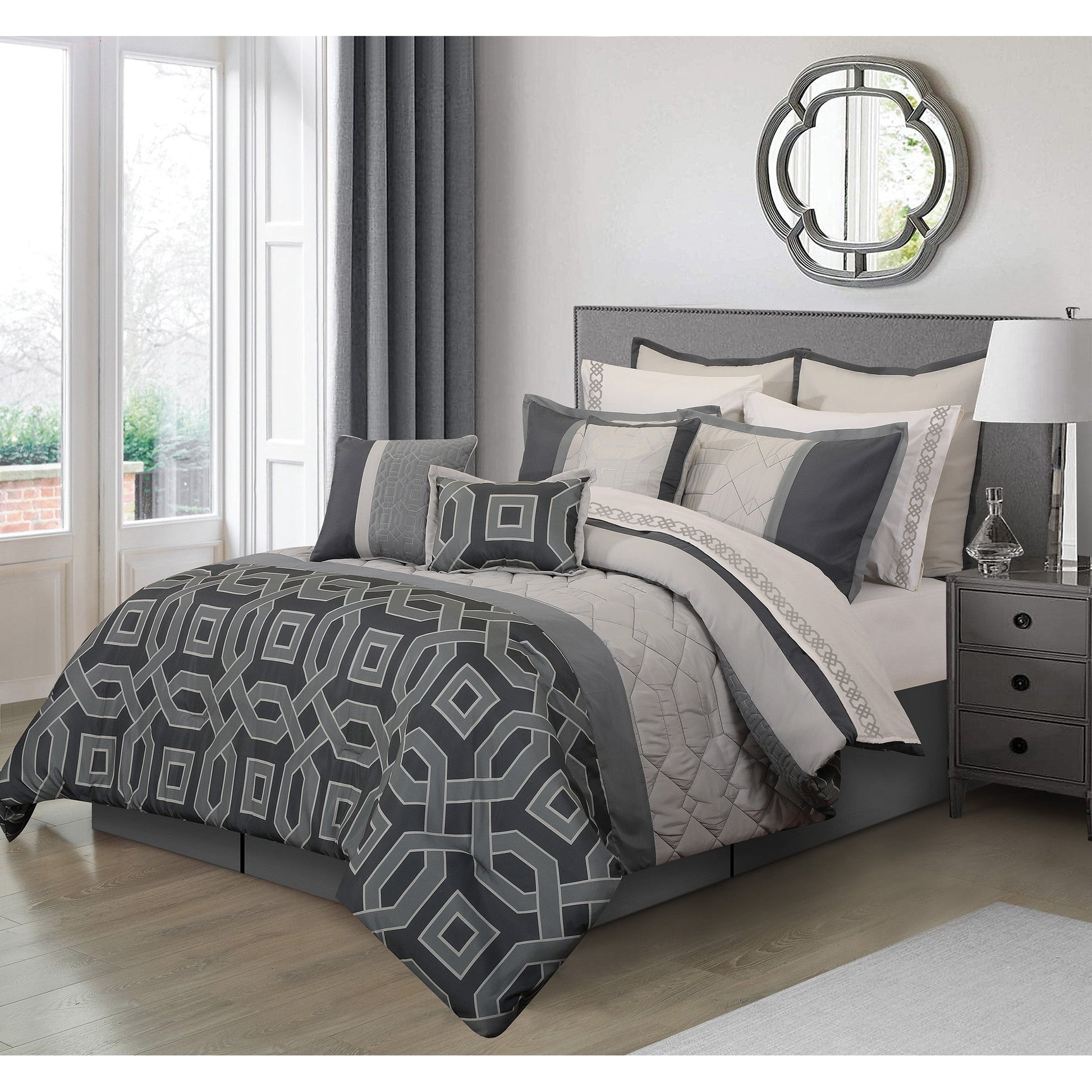 Woven Comforter Bedding Set 7Pcs King Aero - DecoElegance - Bedding Comforter Set