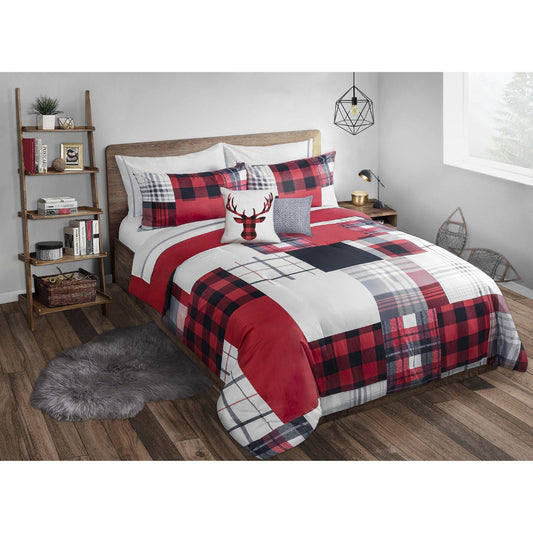 Woven Printed Comforter Bedding Set King Rustic Patchwork - DecoElegance - Bedding Comforter Set